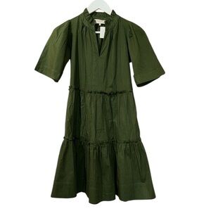 SEA NY Wasabi Green Tiered Mini Dress | Flutter Sleeve Boho Chic | Size 4